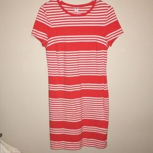 Old Navy Striped, orange and white T-shirt dress
